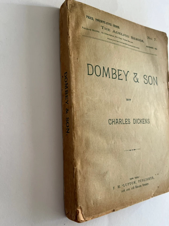1891 CHARLES DICKENS ~DOMBEY and SON, Lupton Adelphi Series antique Dime Novel - Image 2 of 4