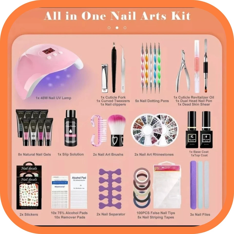 Nail Set Gelnägel Kit Gelnägel StarterSet,Nagellack Nagelset UV Nägel Farben Tub - Bild 2 von 4