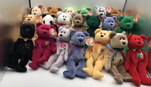 Vintage TY Original Beanie Babies Bears Lot Of 20 Birthday Bear, Kicks Gift