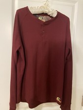 MOSSY OAK Men's sz M Wine Thermal Long-Sleeved Shirt Henley Top- EUC