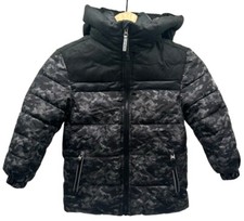 ZeroXposur Boys Hooded Winter Jacket Black Camouflage Pattern Puffer Coat Size 5