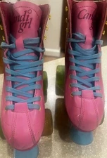 Candi Girl Roller Skates Women's Size 5 Pink Blue Quad Retro Roller Derby