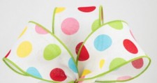 3 yards 2.5" Easter ribbon 2.5" Wired ribbon pastel polka dot Ships Free