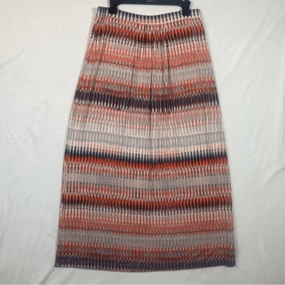 Lucy & Laurel Geo Design Orange, Cream and Blue Maxi Skirt Size Large