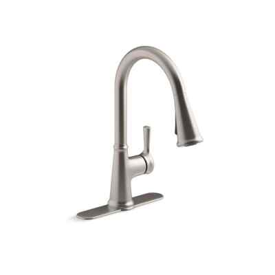 #ad KOHLER Tyne Single Handle Pull Down Sprayer Kitchen Faucet in Vibrant Stainless $97.29