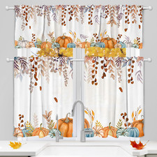 Fall Kitchen Curtains, Fall Window Decorations Kitchen Curtains Valance Set of 3