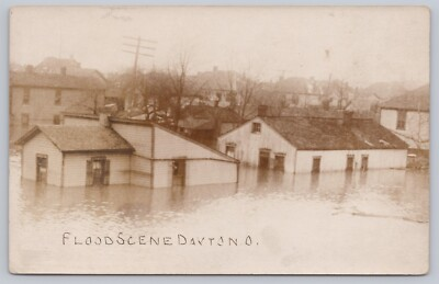 #ad #ad 1913 Dayton Ohio Flood RPPC Real Photo Postcard High Water on Houses $14.76