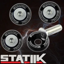 4 PC BLACK BILLET ALUMINUM FENDER/BUMPER WASHER/BOLT ENGINE BAY DRESS UP KIT