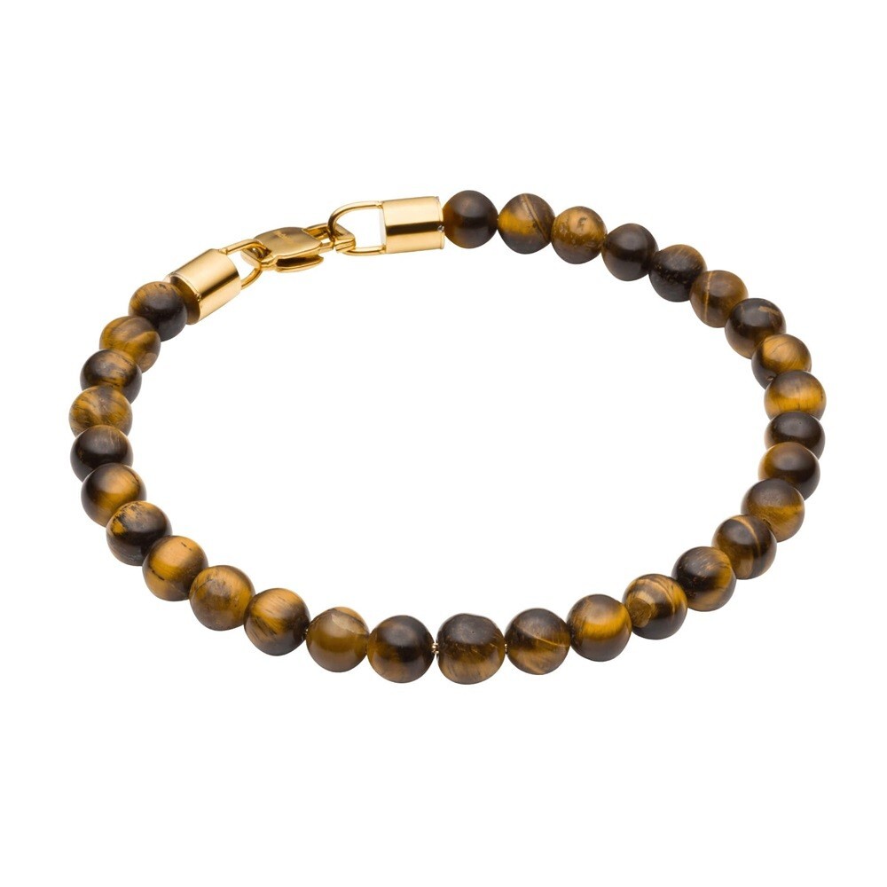 Brown Tigers Eye Bead Mens Bracelet B5427Y by Fred Bennett