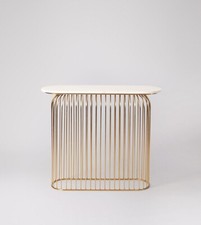 Swoon Loriini Brass & White Marble Console Table
