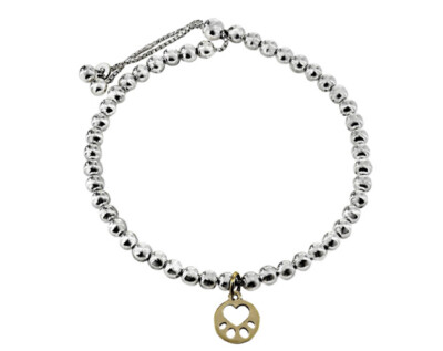 Our Cause for Paws Silber Perlen Mini Pfotenarmband (115 $ vor Ort) Charity
