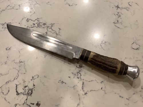 VTG Solingen Cutlery B. Svoboda Germany 13” Bowie Knife 8” Blade Stag Horn