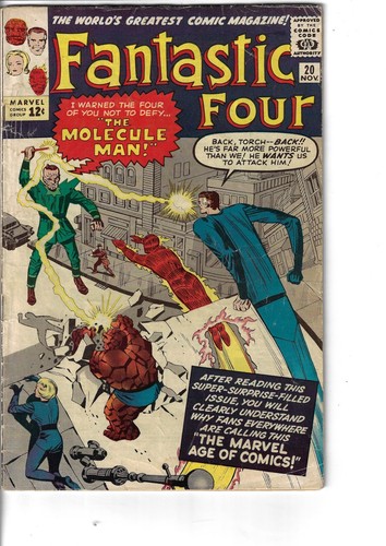 Fantastic Four 20 1st Molecule Man VG+ Classic Kirby Cover