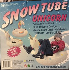 NEW Unicorn Snow Tube Inflatable Snow Toy for Kids, Winter Sled 35" 3
