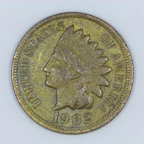~Vintage American Bronze~ 1902 Indian Head Cent 1c Coin VF z877