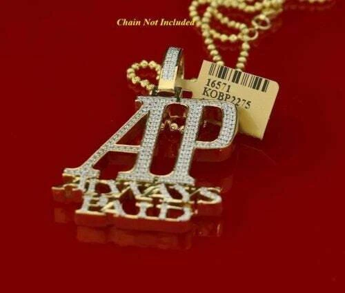 Yellow 925 Sterling Silver "AP" Letter Necklace Pendant 2.61ct Cubic Zirconia - Picture 10 of 10