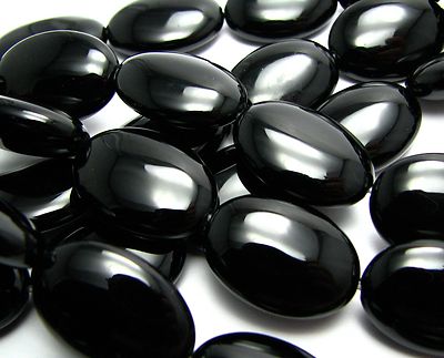 15.5'' Strand BLACK ONYX 10X14 mm Oval Beads