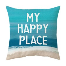 Blue Ocean Beach Life Throw Pillow Case Summer is My Happy Place Cushion Covers