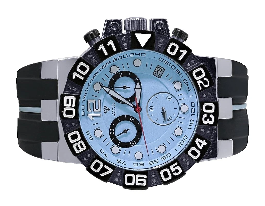 Banda de goma de acero inoxidable Aqua Master Relojes de pulsera