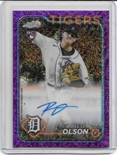 2024 Topps Chrome Reese Olson Purple Speckle Refractor RC Autograph #'d 085/299
