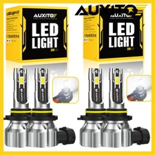 9005 9006 LED Headlights Kit Combo Bulbs 6500K High Low Beam Super White Bright