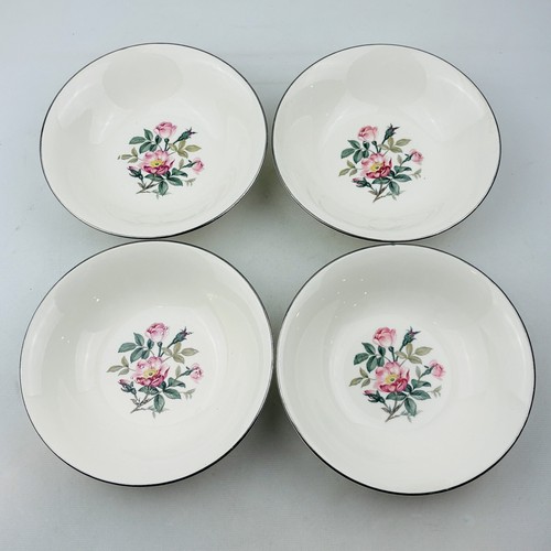Harker Wild Rose 4 Dessert Bowl Lot Aladdin Shape Floral Gold Trim Harkerware