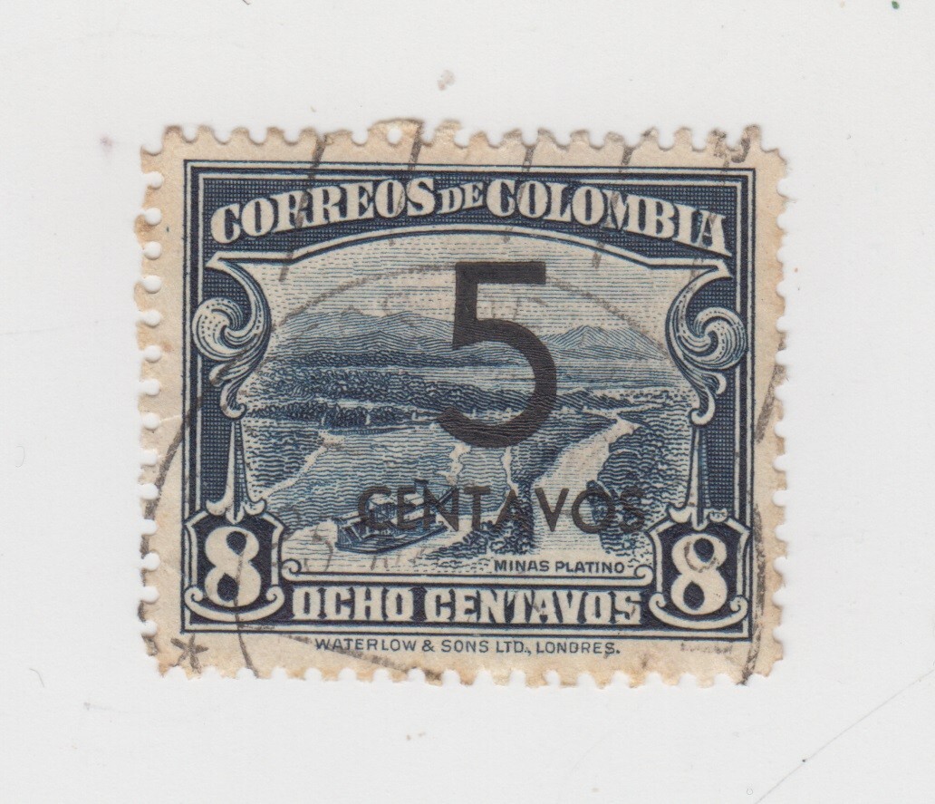 Colombia 1937. Platinum Mines  Stamps of 1926-37 Surcharged. Sc# 455