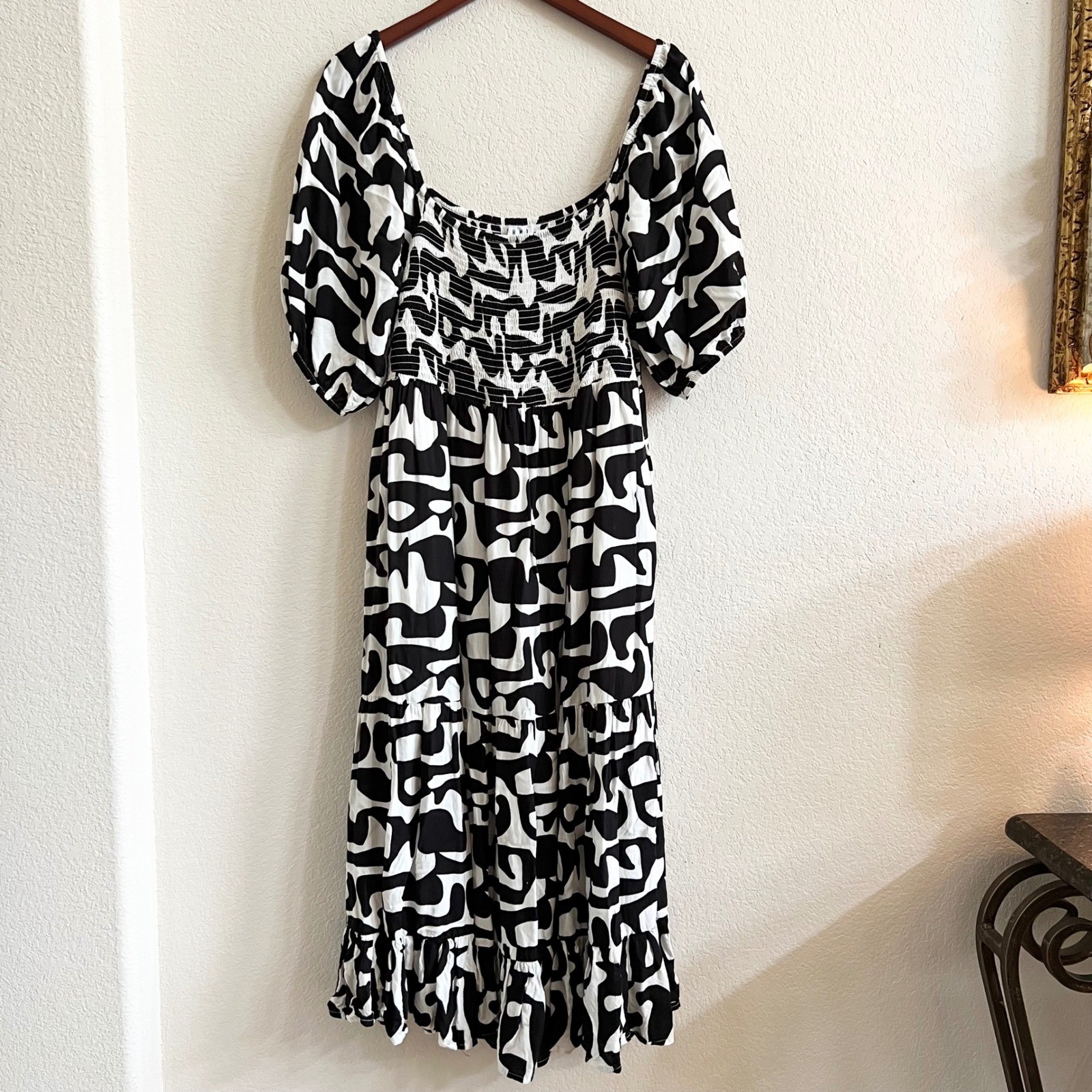 THML Geometric Patterned Balloon Sleeve Tiered Mi… - image 3