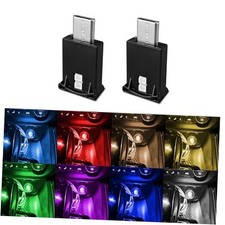 2 PCS USB Type C LED Ambient Light, Adjustable Brightness 8 Color RGB LED