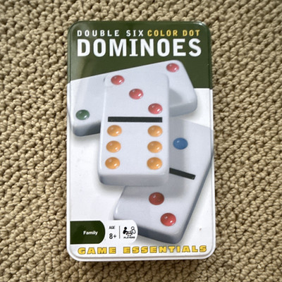 Cardinal Double Six Color Dot Dominoes Travel Tin Tile Game 8+ 49510C