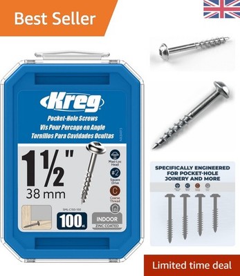 Langlebige 1-1/2'' Grobgewinde Scheibenkopf Taschenschrauben - 100 Stück, verzinkt