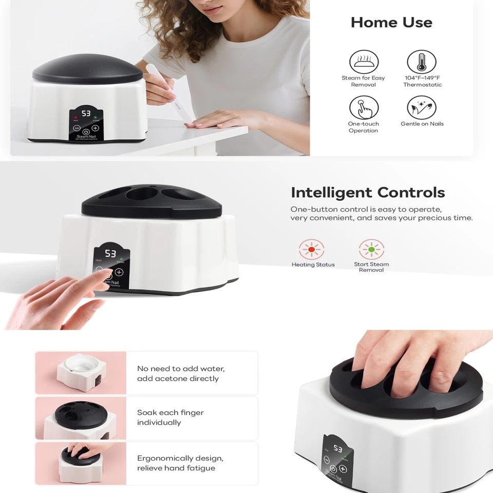 Máquina removedora de esmalte de uñas en gel removedor de vapor de uñas eliminación de esmalte de gel Foto 2 de 4