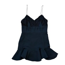 Alexander McQueen Dress Black Lace Trim Spaghetti Strap Mini Made in Italy Sz 46