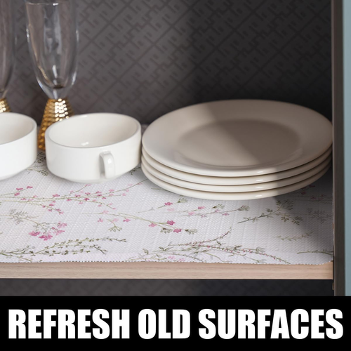 Floral Drawer and Shelf Liner for Cabinets, Non-Adhesive and Strong Non-Slip Flo - Picture 3 of 9