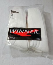 VINTAGE SEARS WINNER BRAND ULTRA FRESH WHITE CREW SOCKS 6 PAIR SEALED NOS