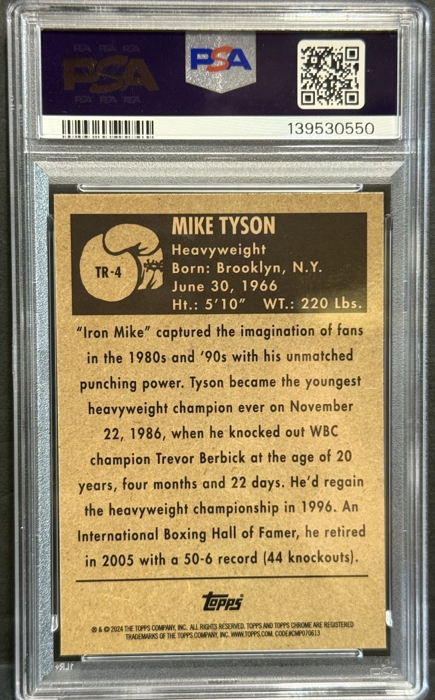 2024 Topps Chrome Boxing Legend Mike Tyson 1951 Ringside Boxing PSA Gem Mint 10 view 3