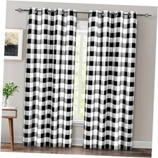 Buffalo Plaid Check Curtainsout Room Darkening 52"W x 84"L Pack of 2 Black