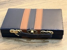 Vintage Dominoes Set Double Six in Case Antique Style Leather Boxed Domino Set