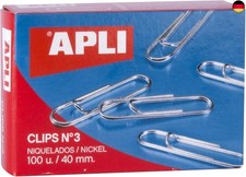APLI 11712 - vernickelte Clips Nr. 3 40 mm 100 u.
