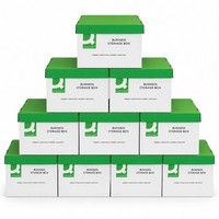 Heavy Duty Office Storage Boxes with Lid and Handles Stackable Green Pack of 10