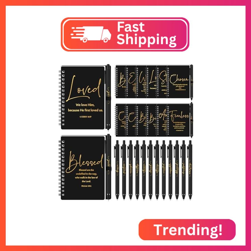 Kosiz 12 Sets Christian Gifts Bulk Prayer Journals Pens, Black