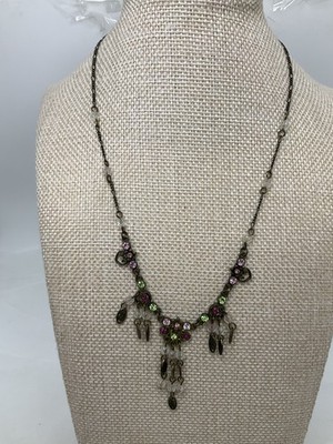 Vintage Next Pink Green Crystal Necklace