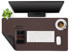 Genuine Leather Desk Mat Large Desk Pad 31.5 x 15.7 Inch Non Slip Leather Tab...