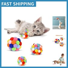 Plush Cat Toy Balls with Bells - 3 Colorful Sizes for Indoor Kittens and Cats