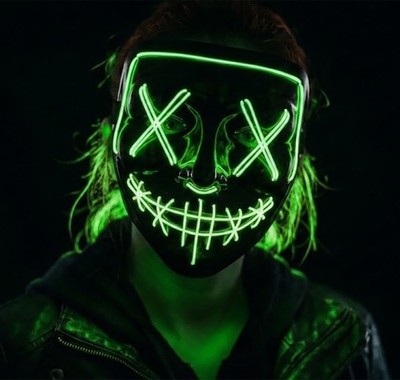Neon LED Light up Mask for Halloween Festivals & Clubs