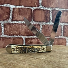 2006 Case XX Folding Pocket Knife USA 6254 SS Stag Bone Handle Trapper