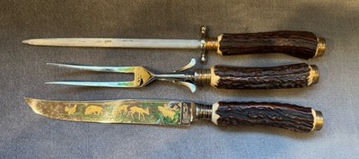 Vintage Anton Wingen Solingen Othello Stag Handled Carving Set - Germany