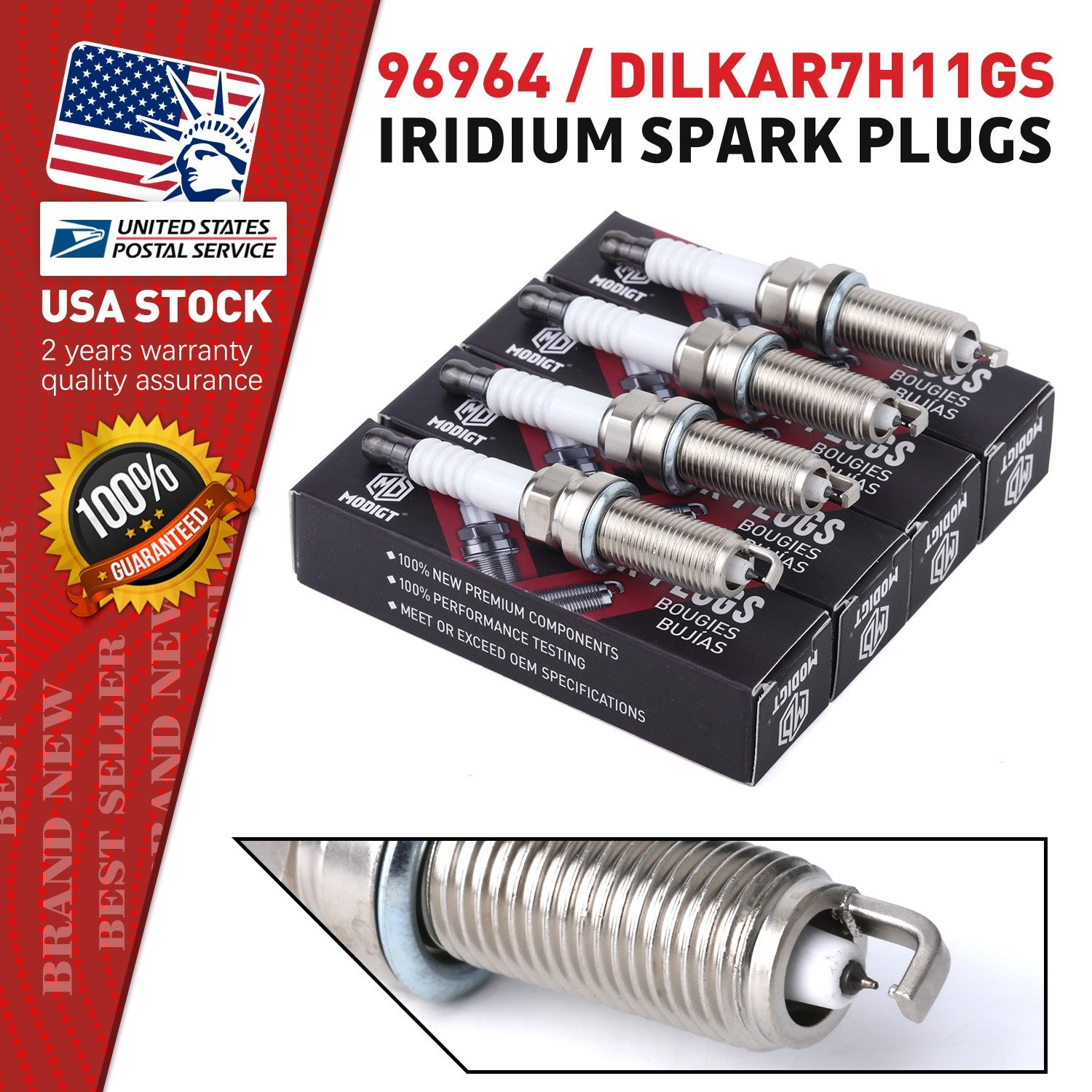 OEM Quality 4Pcs Iridium Spark Plugs For NGK 96964/12290-5A2-A01/ DILKAR7G11GS