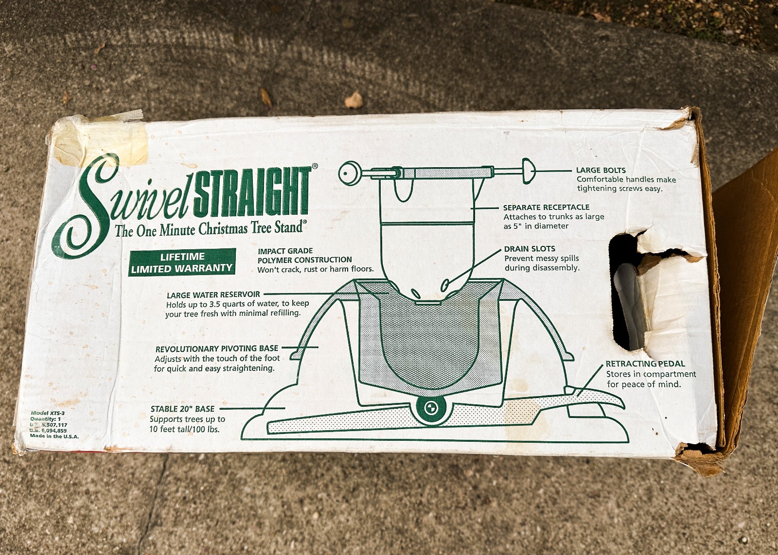 Vtg 90s Swivel Straight XTS3 The One Minute Christmas Tree Stand 10' 100lb w Box