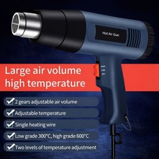 Heavy Duty 2000W Heat Gun Adjustable Temperature Hot Air Tool Paint Stripper DIY